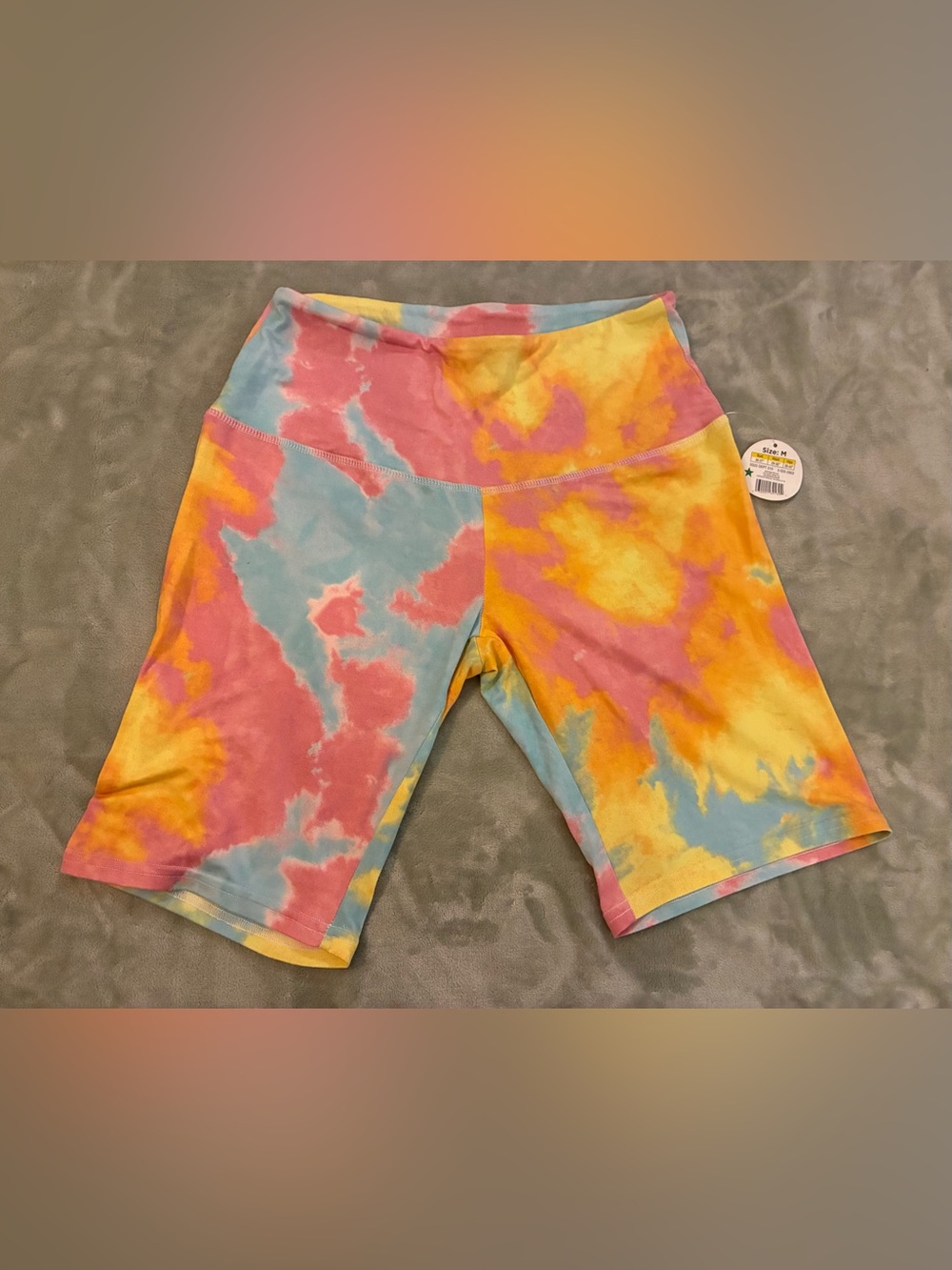 Women’s Bobbie Brooks Tie-Dye High Waist Shorts - Pink, Yellow & Blue Size M
